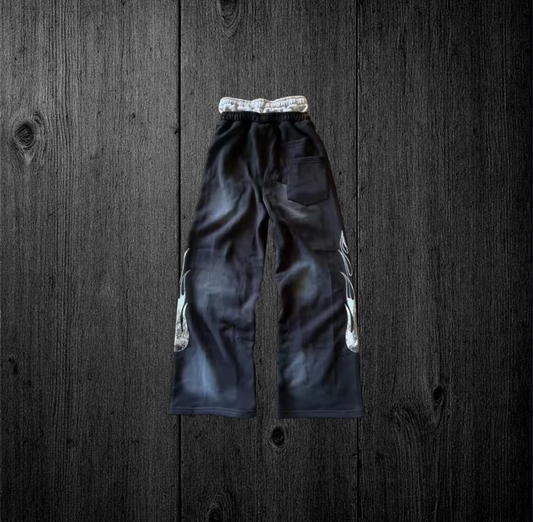 Kash y2k embroidered double layer elastic waist pants