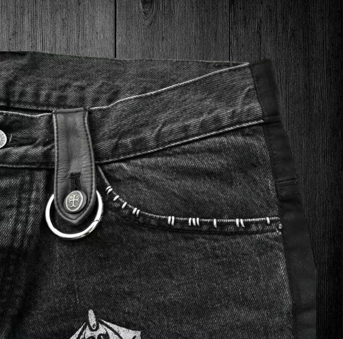 Black denim cross jeans