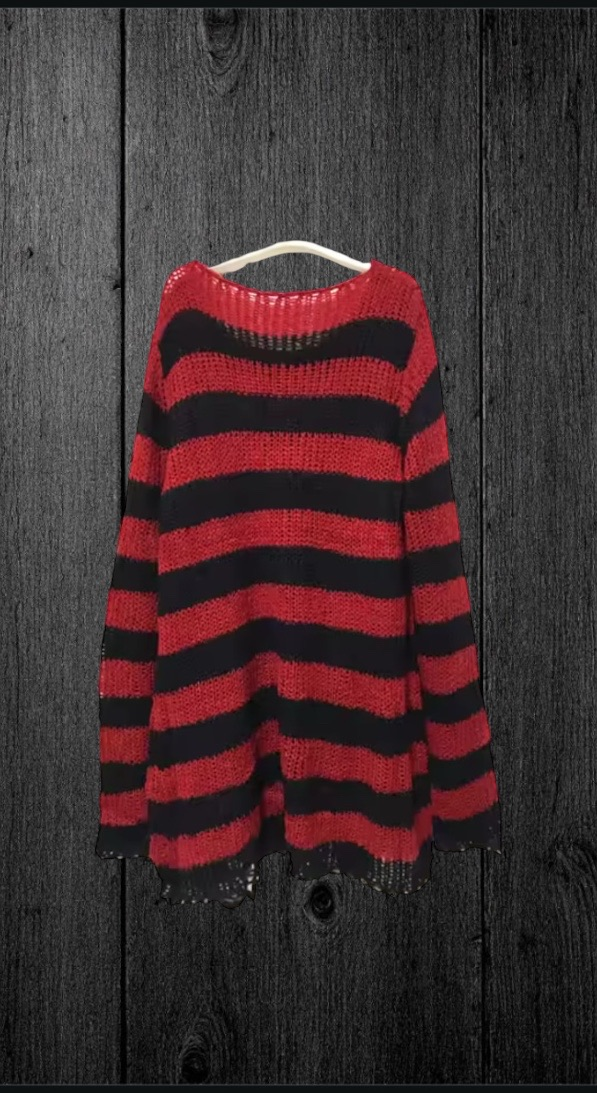 Red and black strip sweater perfect for autumn