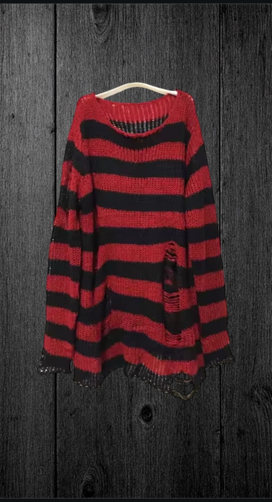 Red and black strip sweater perfect for autumn
