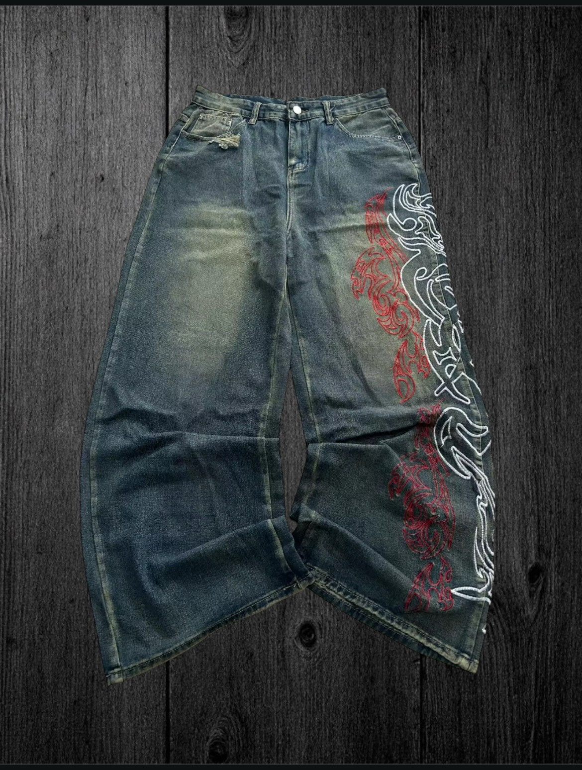 Y2K Amer Embroidery Baggy Jeans