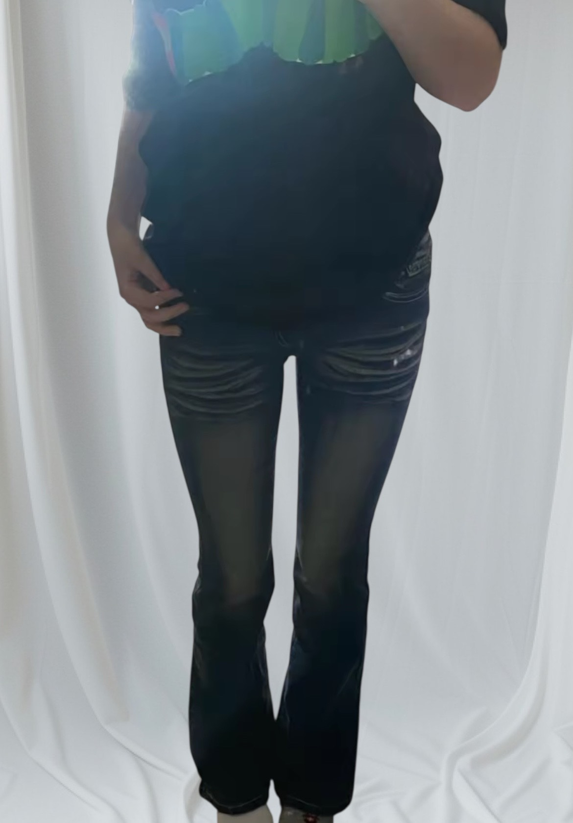 Retro Punk Low Waist Casual Embroidery Diamond Jeans Blue Wings Slim Fit