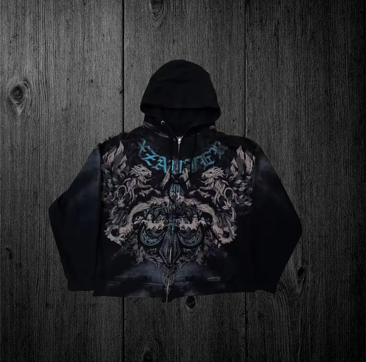 Y2k streetwear zip up hoodie