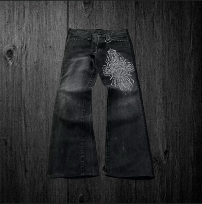 Black denim cross jeans