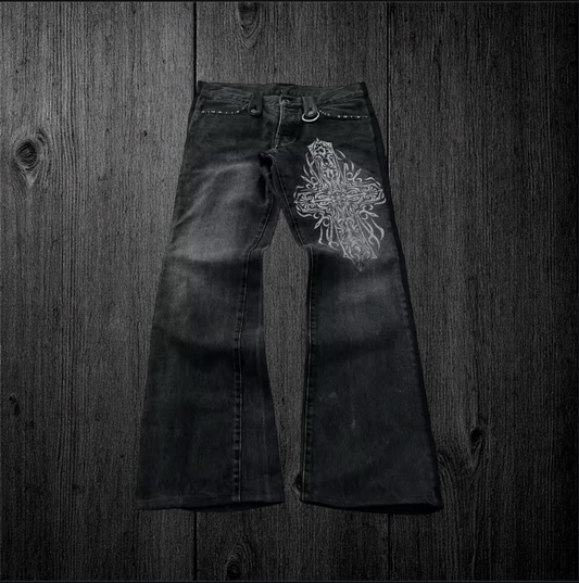 Black denim cross jeans
