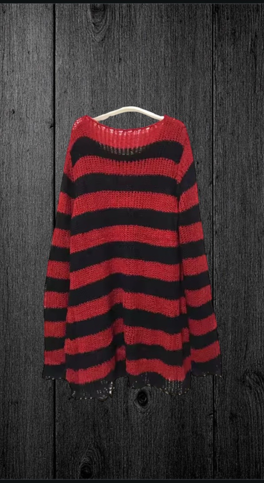 Red and black strip sweater perfect for autumn